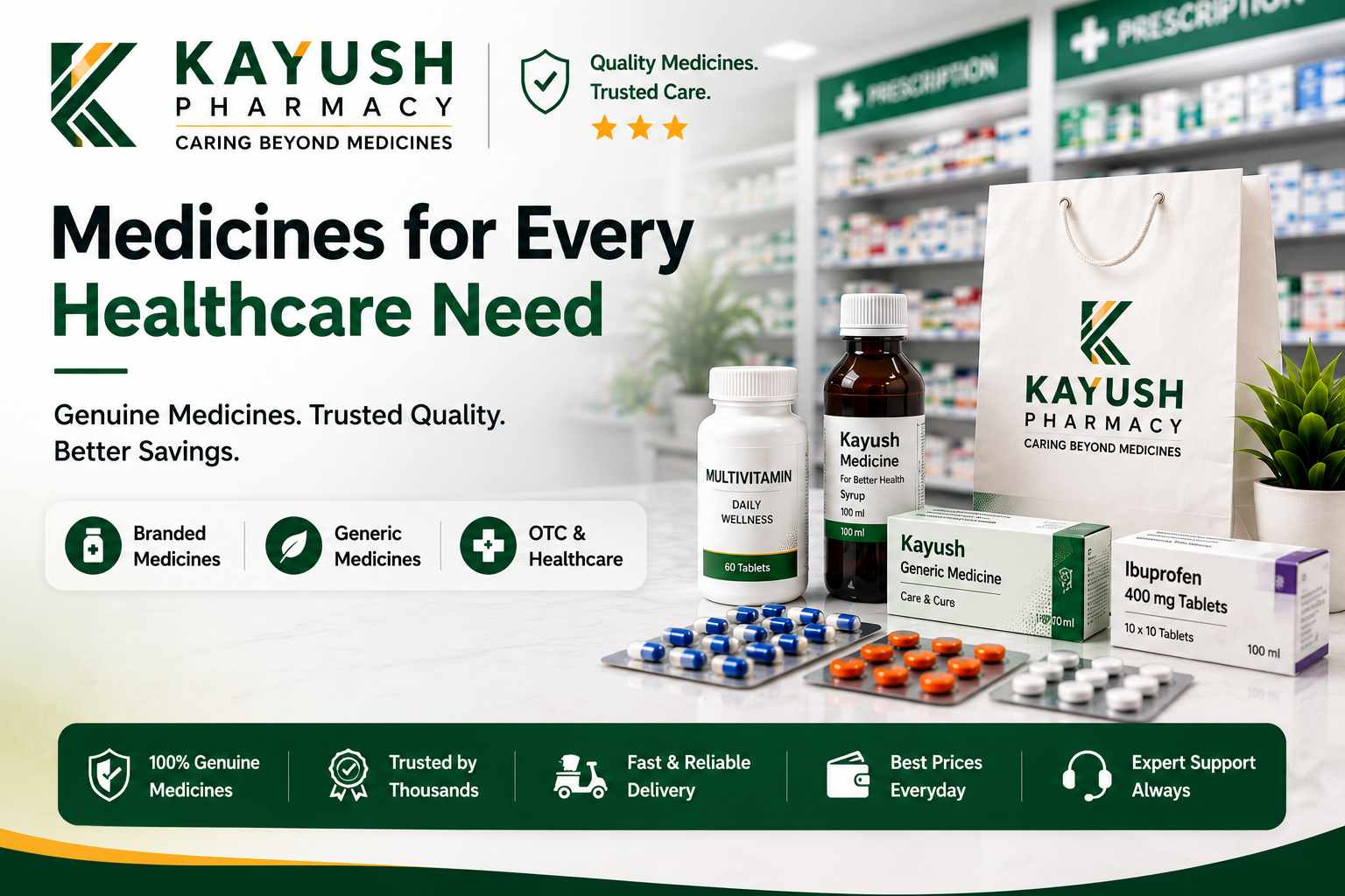 Branded and Generic Medicines at Kayush Pharmacy